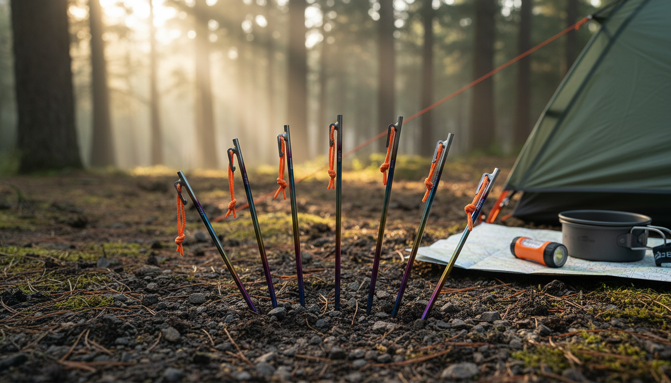 6 Titanium Tent Stakes: Heavy-Duty, Rustproof, Ultralight