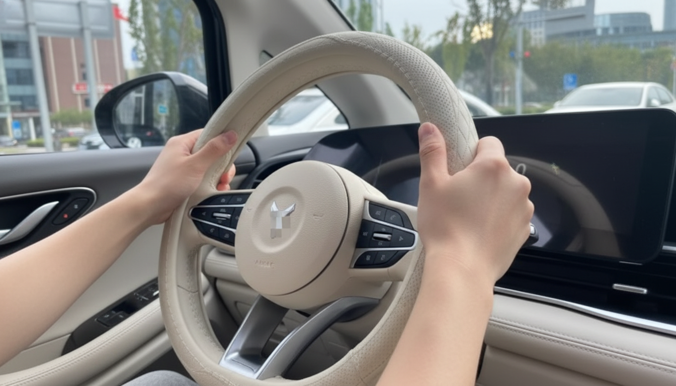 Nappa Leather Patchwork Steering Wheel Cover: Better Grip