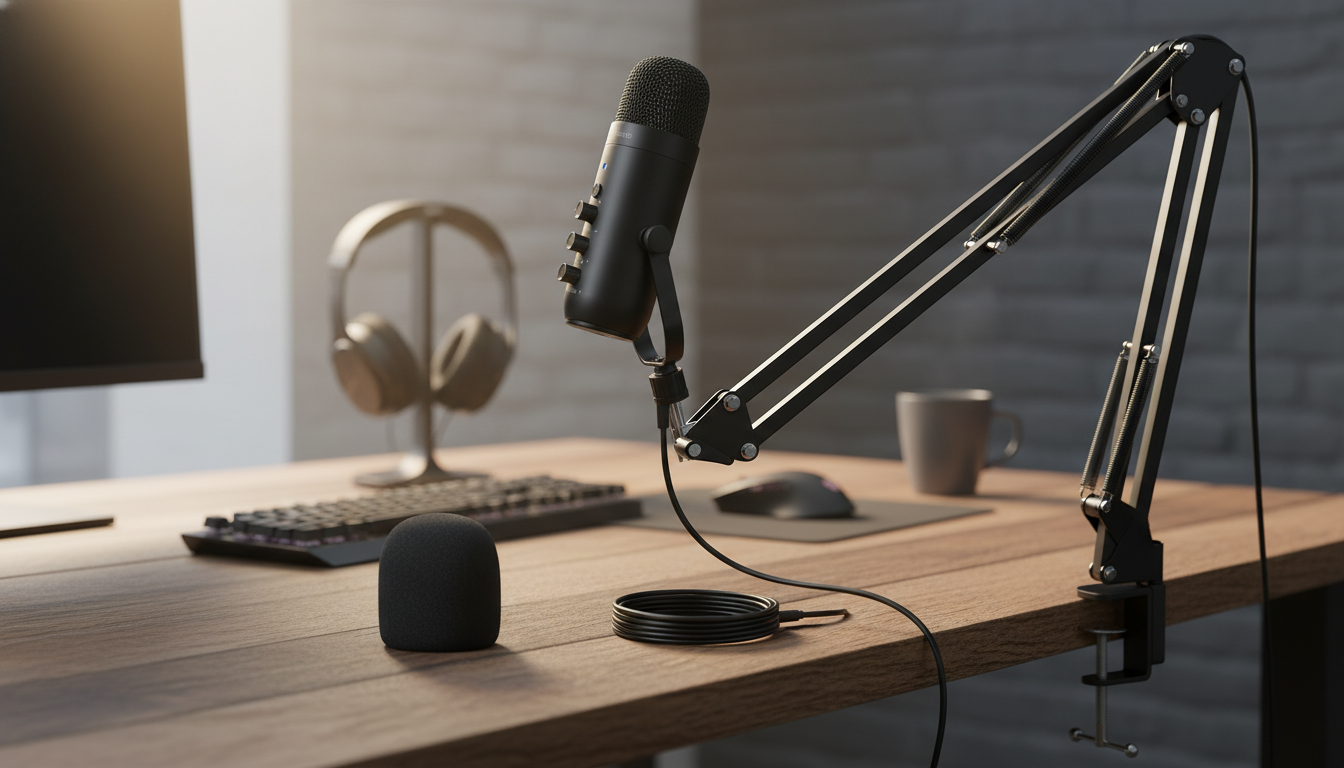 USB Cardioid Mic Kit + Boom Arm: Cleaner Streams