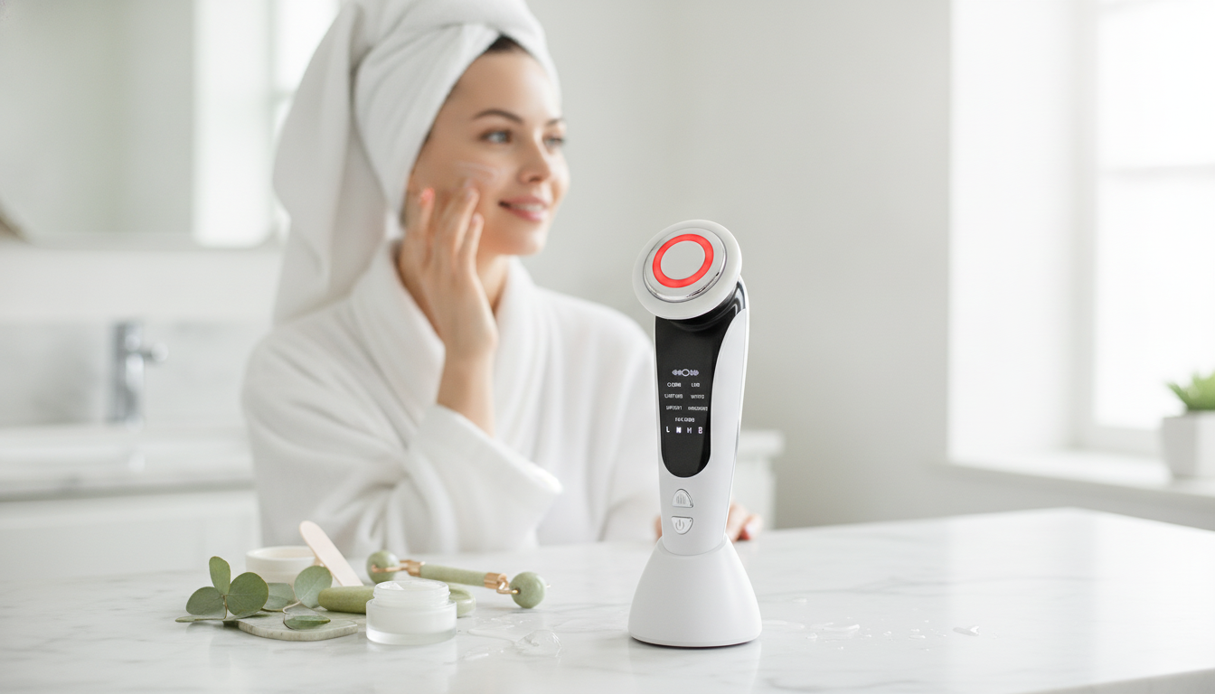 7-in-1 EMS + LED Face Massager: Lift, Depuff, Glow