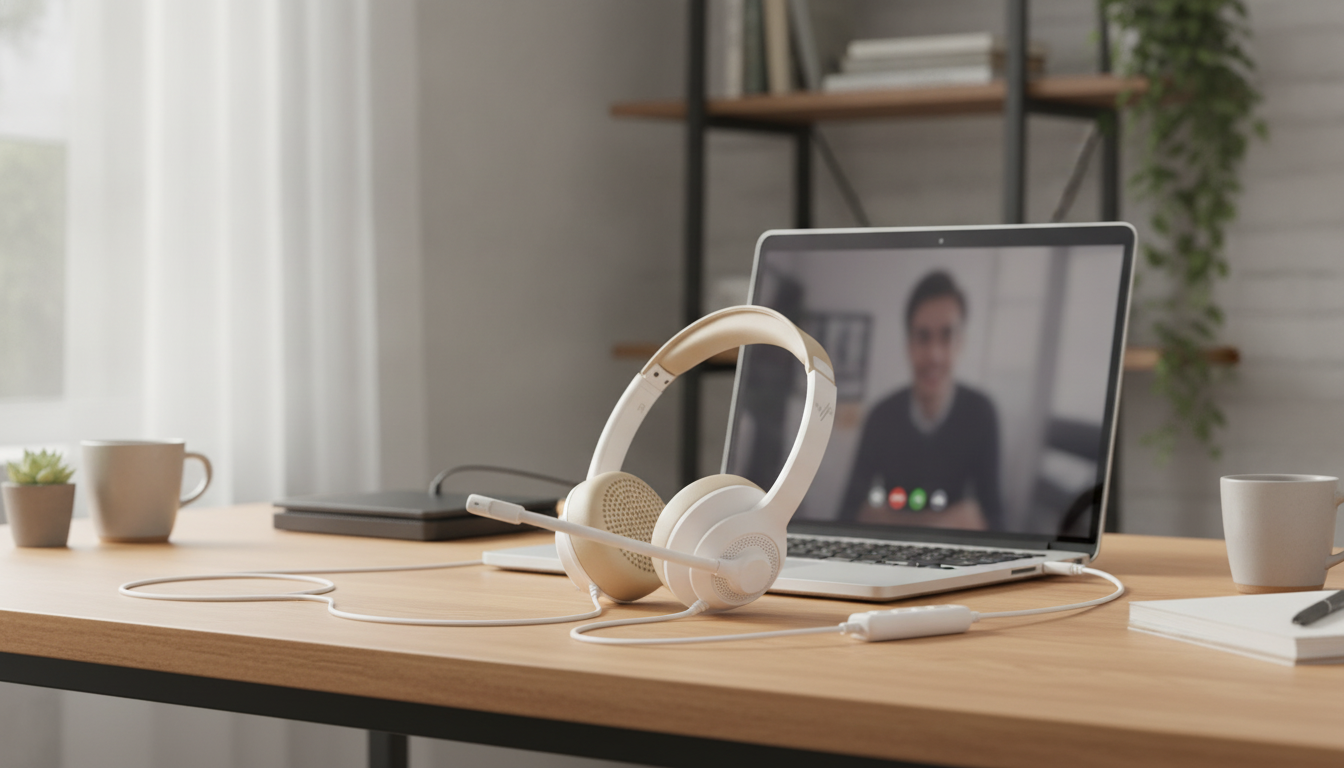 USB Wired Headset: Noise-Cancelling Mic + In-Line Controls