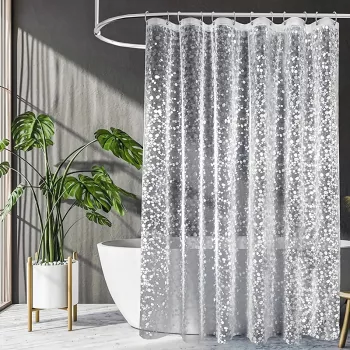 PEVA Pebble Shower Liner w/ Hooks: Waterproof Fit
